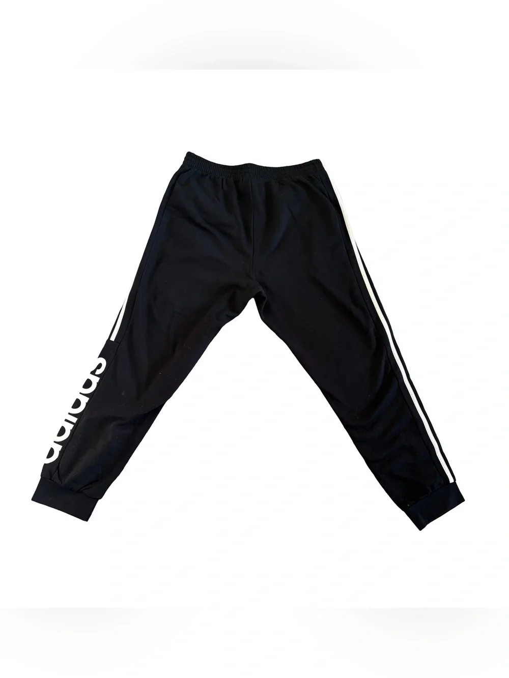 adidas Black Joggers with White Side Stripes and Logo Print